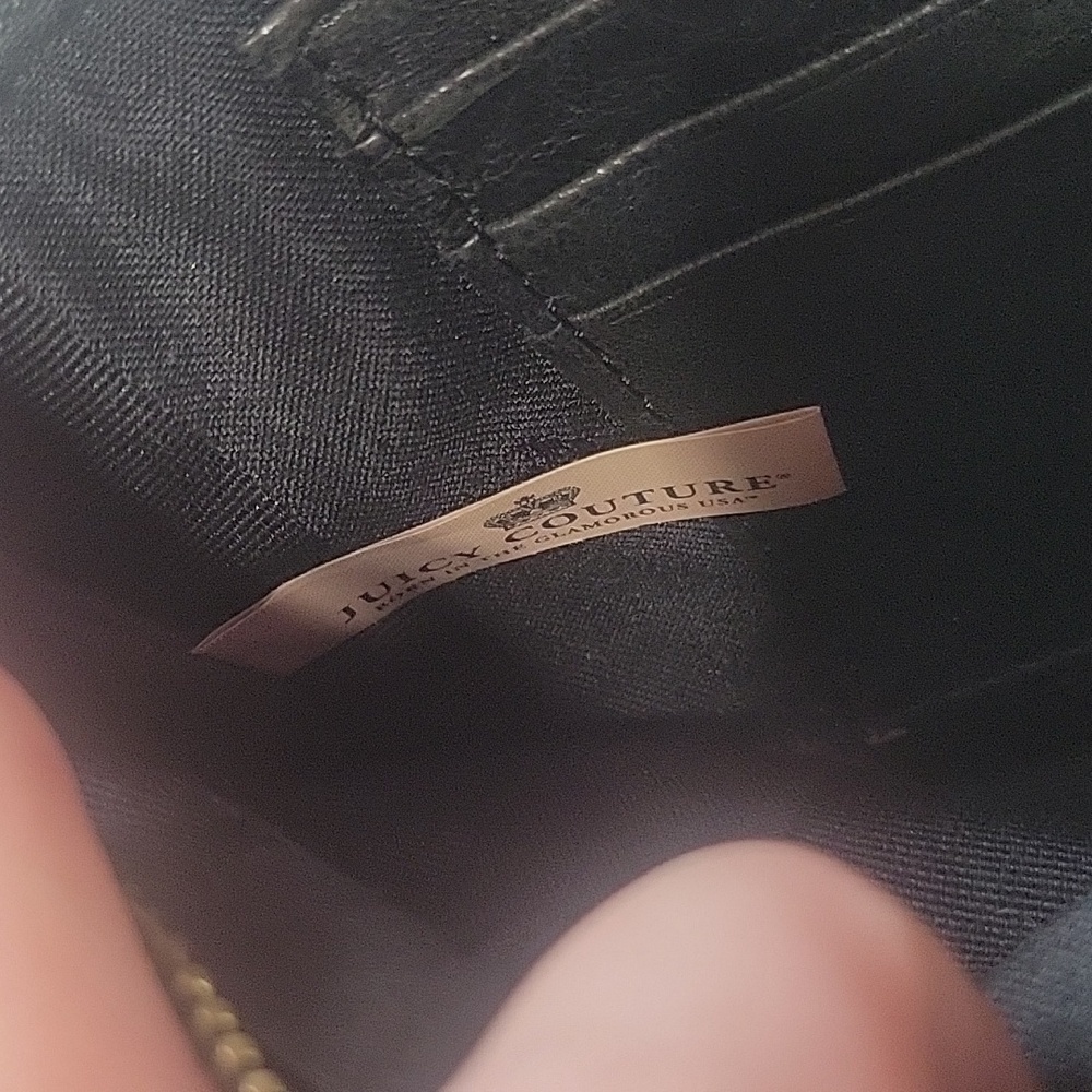 Y2k Vintage Juicy Couture Black Leather Wristlet Clutch Wallet - Picture 8 of 9